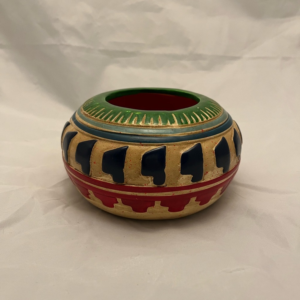 Native American Design Ceramic Bowl, Vintage EUC